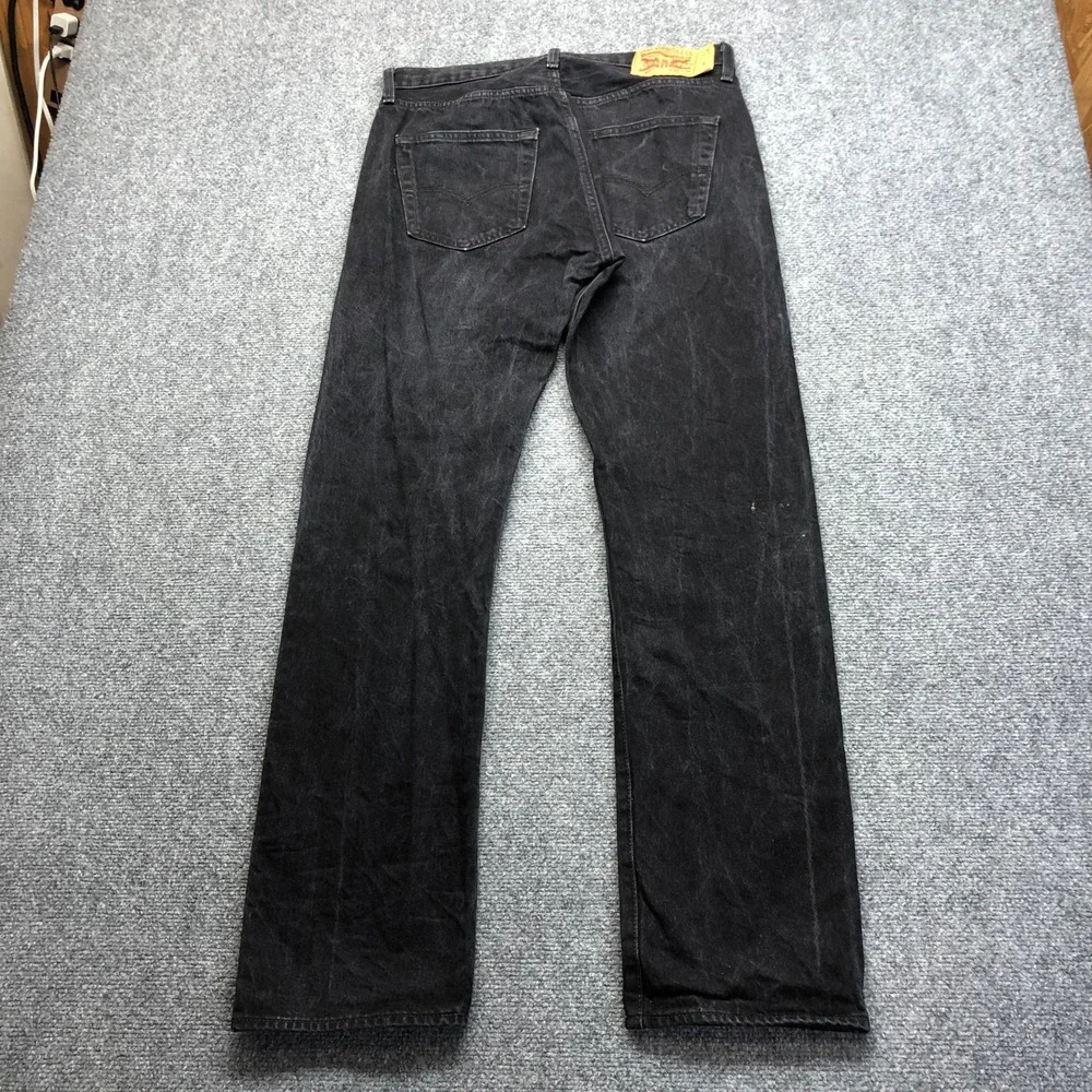 Levis 501 Original Fit Jeans Mens 33x34 Black Straight Leg Button Fly Denim